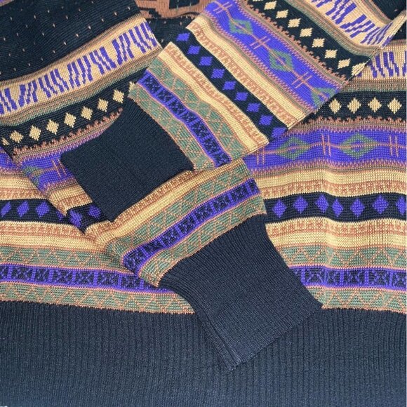 Meister Vintage Sweater Men's Size Extra Large XL‎ Black Purple Wool Knit Jumper - Picture 8 of 8